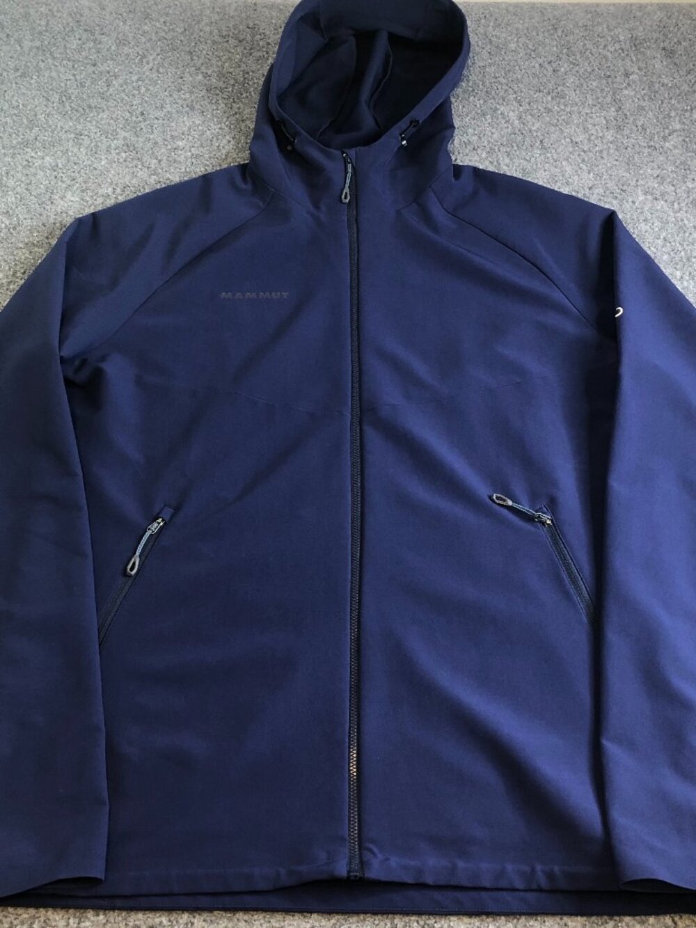 MAMMUT Macun SO Hooded Softshell JAcket Mens Medium Blue DWR Hooded Rain Resist